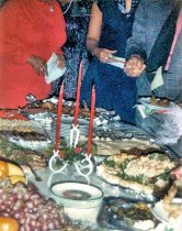 Food and crowd at reception